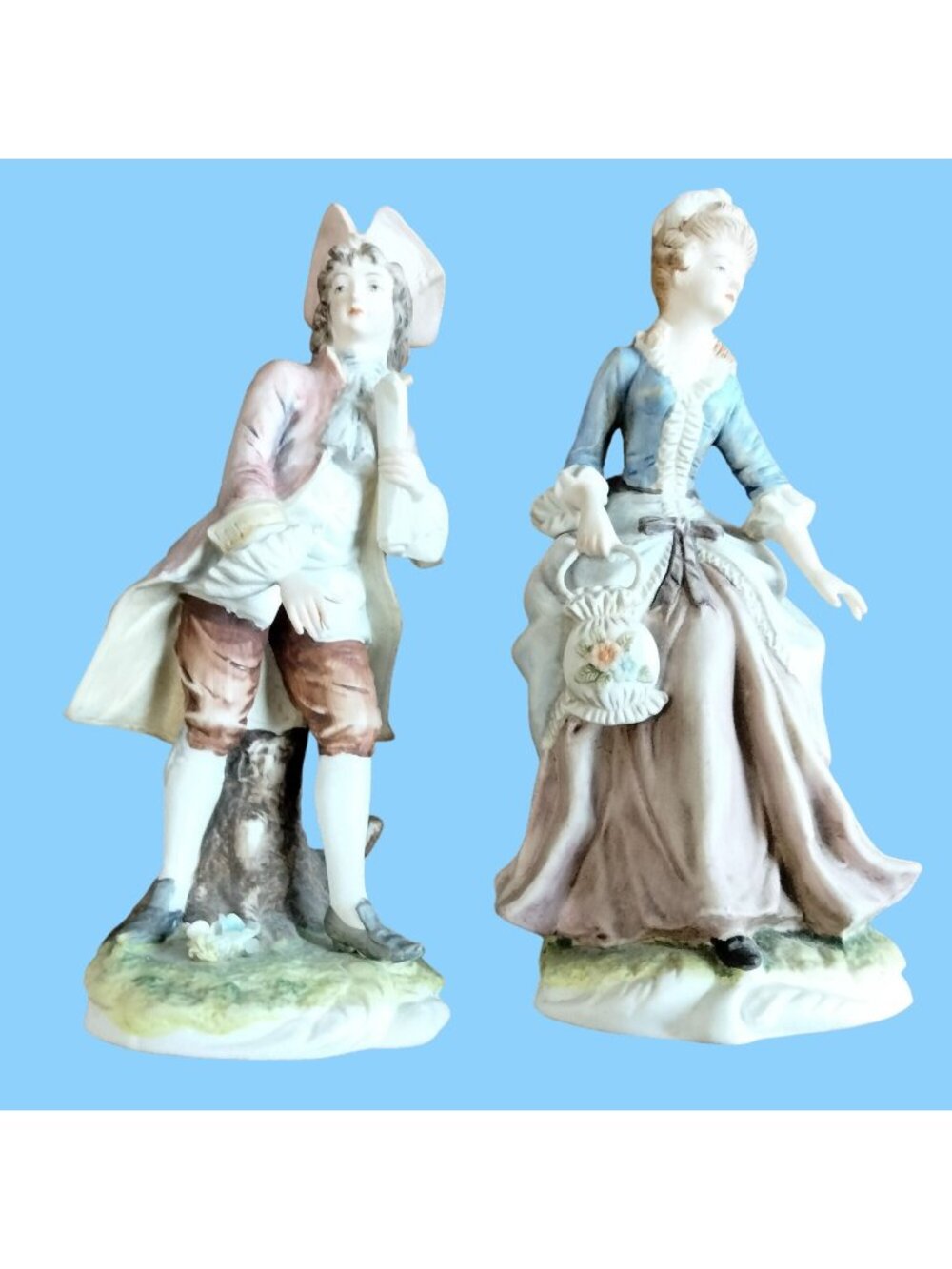 Lefton Courting Couple Edward Marguerite Hand Painted Porcelain Colonial KW345